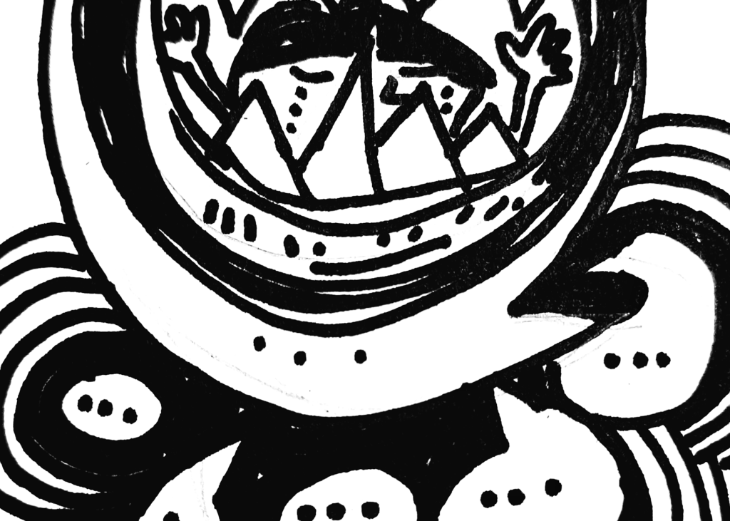 Ian Chew drew himself drowning from a "monster"